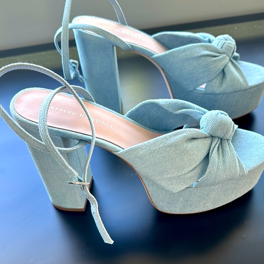 Blue Denim Platform Heels
